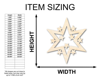 Unfinished Wood Starburst Shape | Craft Cutout | up to 46" DIY - NameSigns.com