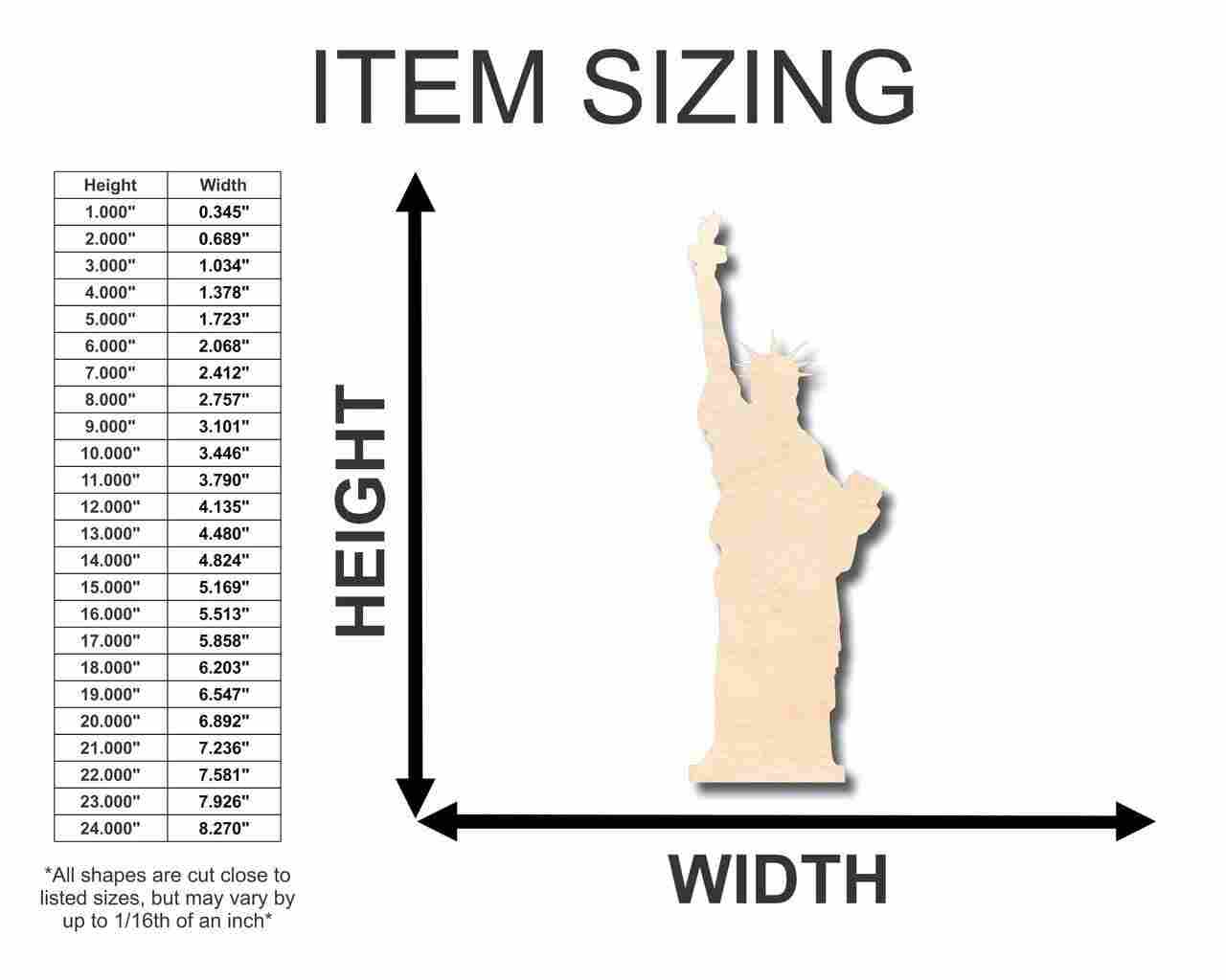 Unfinished Wood Statue of Liberty - New York City - Craft - up to 46" DIY - NameSigns.com