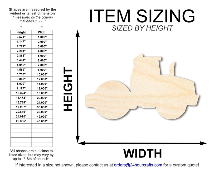 Unfinished Wood Steam Roller Shape | DIY Craft Cutout | up to 46" DIY - NameSigns.com