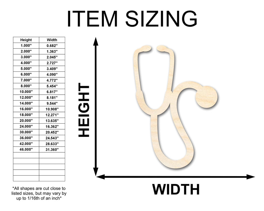 Unfinished Wood Stethoscope Shape | Craft Cutout | up to 46" DIY - NameSigns.com