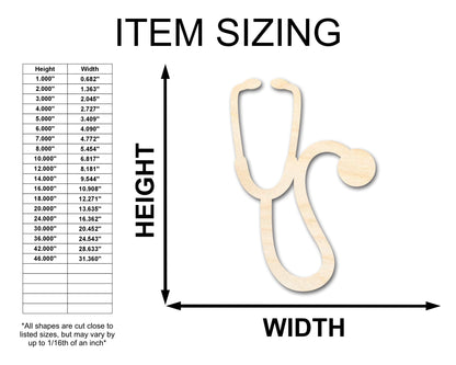 Unfinished Wood Stethoscope Shape | Craft Cutout | up to 46" DIY - NameSigns.com