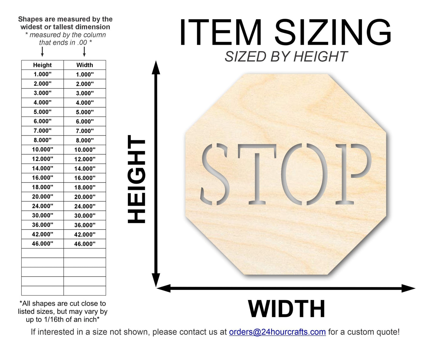 Unfinished Wood Stop Sign Shape | DIY Craft Cutout | up to 46" DIY - NameSigns.com