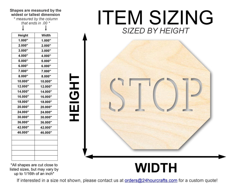 Unfinished Wood Stop Sign Shape | DIY Craft Cutout | up to 46" DIY - NameSigns.com