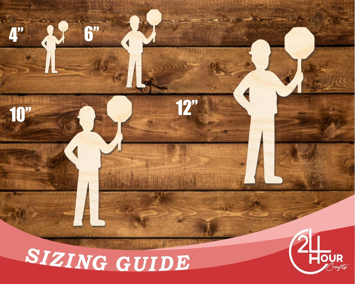 Unfinished Wood Stop Sign Worker Shape | DIY Craft Cutout | up to 46" DIY - NameSigns.com