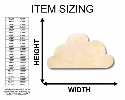 Unfinished Wood Storm Cloud Silhouette - Craft - up to 46" DIY - NameSigns.com