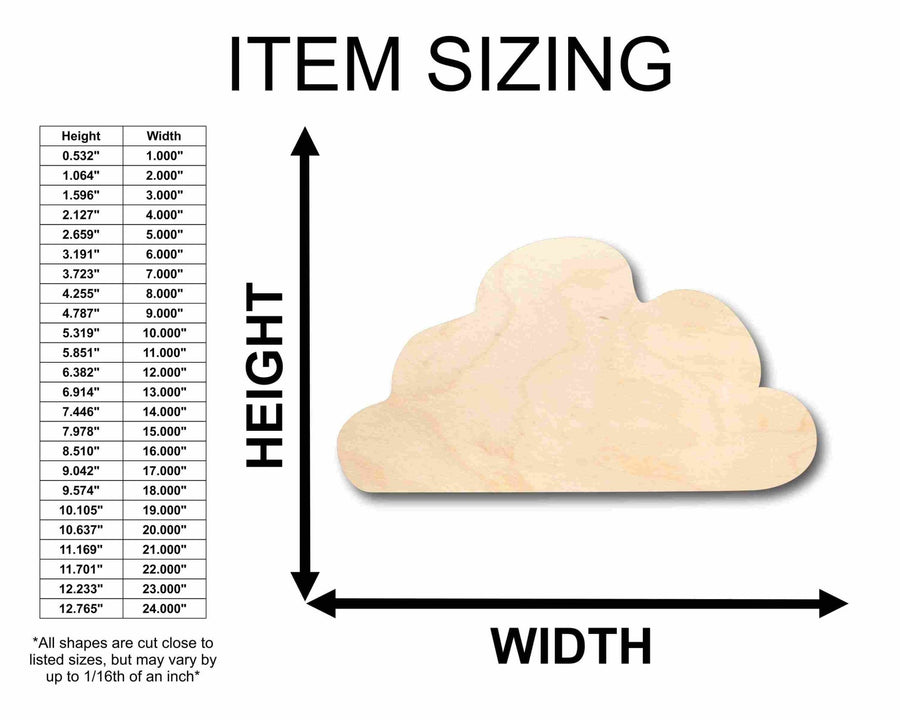 Unfinished Wood Storm Cloud Silhouette - Craft - up to 46" DIY - NameSigns.com