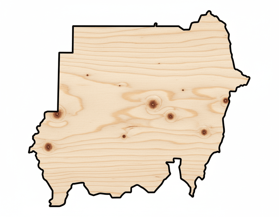 Unfinished Wood Sudan Country Shape - North Africa Craft - up to 46" DIY - NameSigns.com