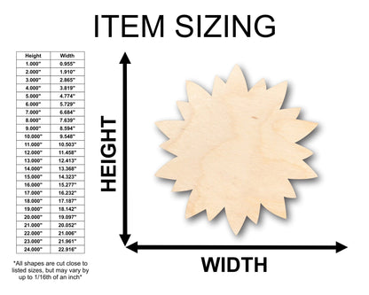 Unfinished Wood Sun Flower Petals Shape - Craft - up to 46" DIY - NameSigns.com