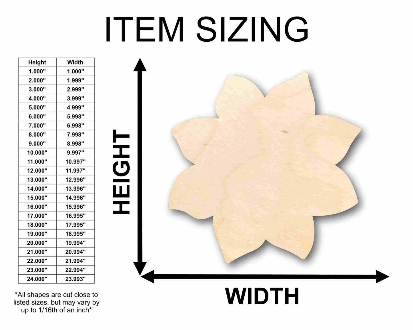 Unfinished Wood Sunflower Petals Silhouette - Craft - up to 46" DIY - NameSigns.com