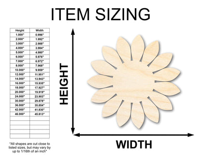 Unfinished Wood Sunflower Shape - Craft - up to 46" - NameSigns.com