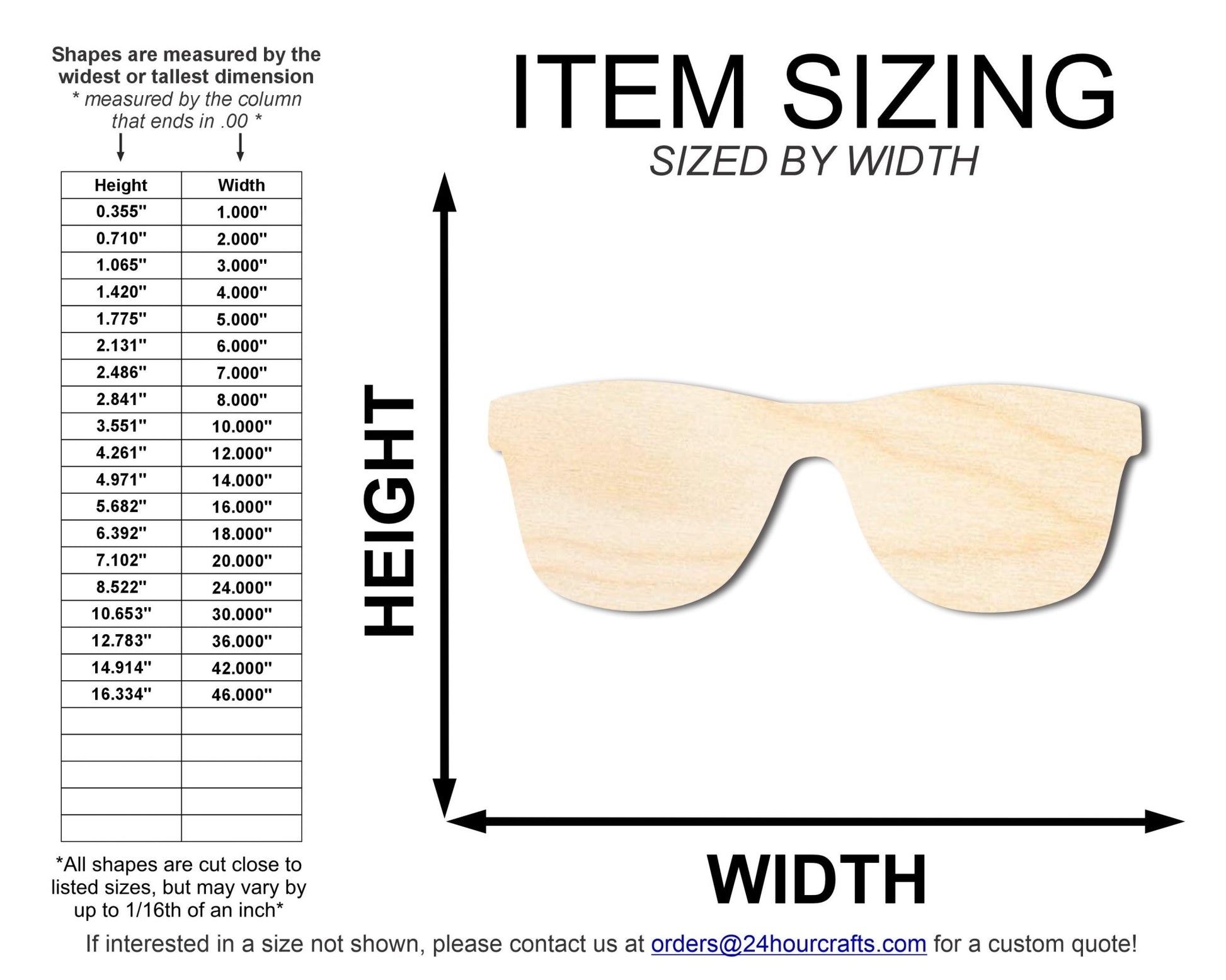 Unfinished Wood Sunglasses Silhouette | DIY Summer Craft Cutout | up to 46" DIY - NameSigns.com