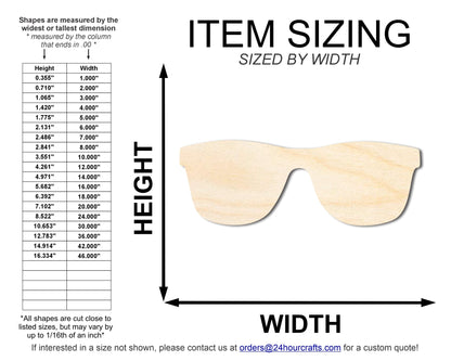 Unfinished Wood Sunglasses Silhouette | DIY Summer Craft Cutout | up to 46" DIY - NameSigns.com