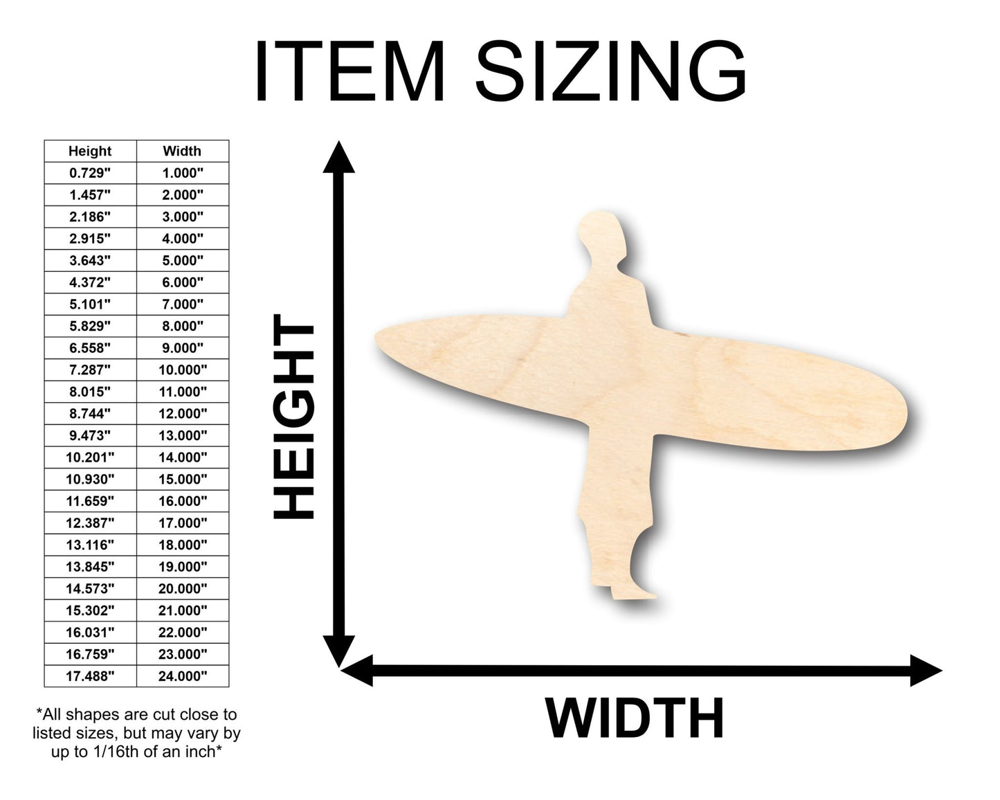 Unfinished Wood Surfer Shape - Craft - up to 46" DIY - NameSigns.com