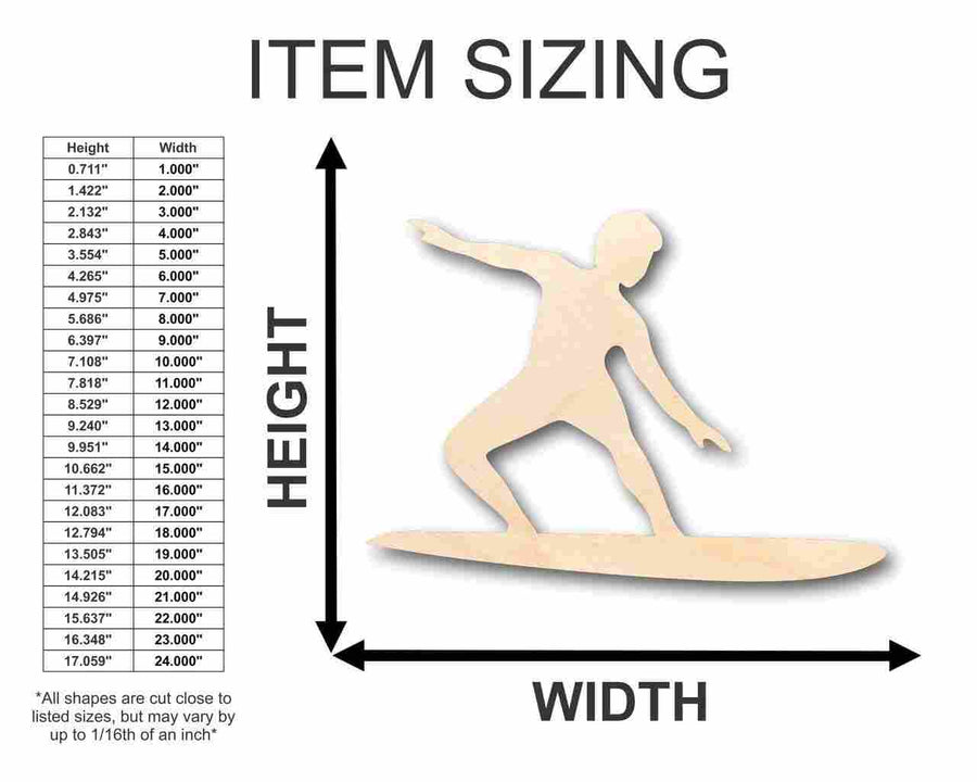 Unfinished Wood Surfer Shape - Surfing - Ocean - Beach - Nursery - Craft - up to 46" DIY - NameSigns.com