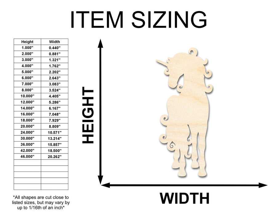 Unfinished Wood Swirly Unicorn Silhouette | DIY Mythical Craft Cutout | up to 46" DIY - NameSigns.com