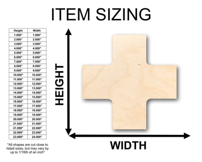 Unfinished Wood Swiss Cross Shape - Craft - up to 46" DIY - NameSigns.com