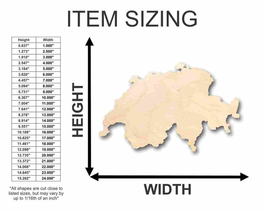 Unfinished Wood Switzerland Shape - Country - Craft - up to 46" DIY - NameSigns.com