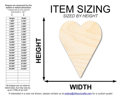 Unfinished Wood Tall Heart Shape | Valentine's Day | DIY Craft Cutout | Up to 46" - NameSigns.com