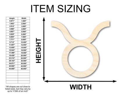 Unfinished Wood Taurus Sign Shape - Zodiac Craft - up to 46" - NameSigns.com