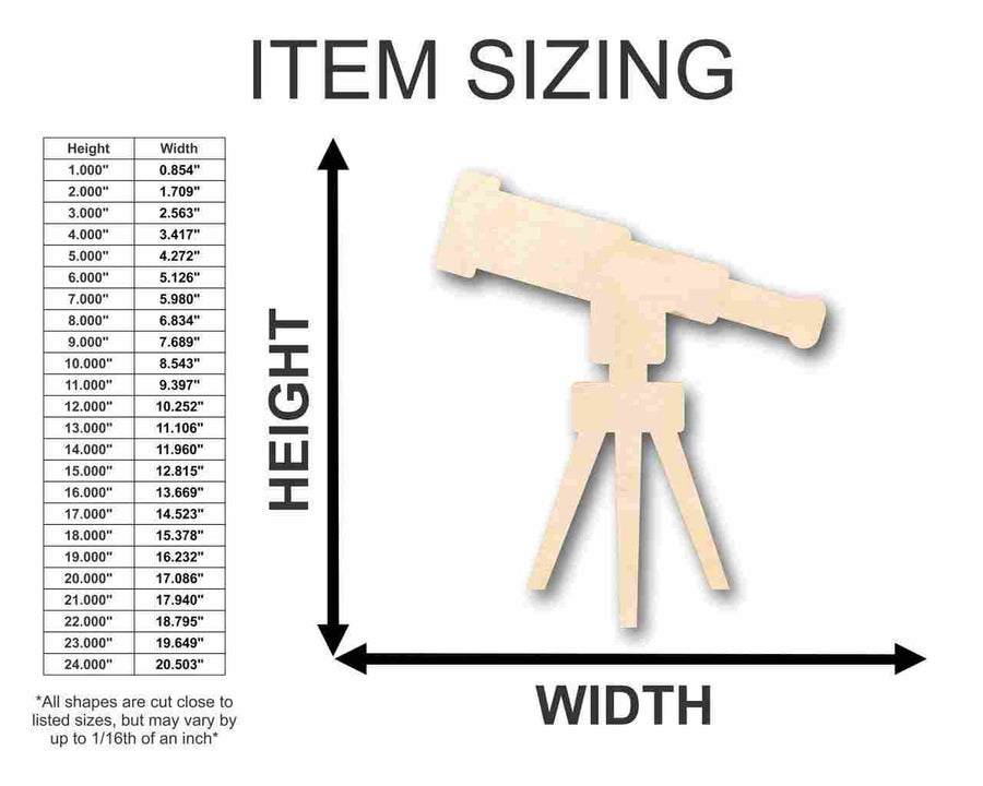 Unfinished Wood Telescope Shape - Kid's Room - Solar System - Planet - Space - Craft - up to 46" DIY - NameSigns.com