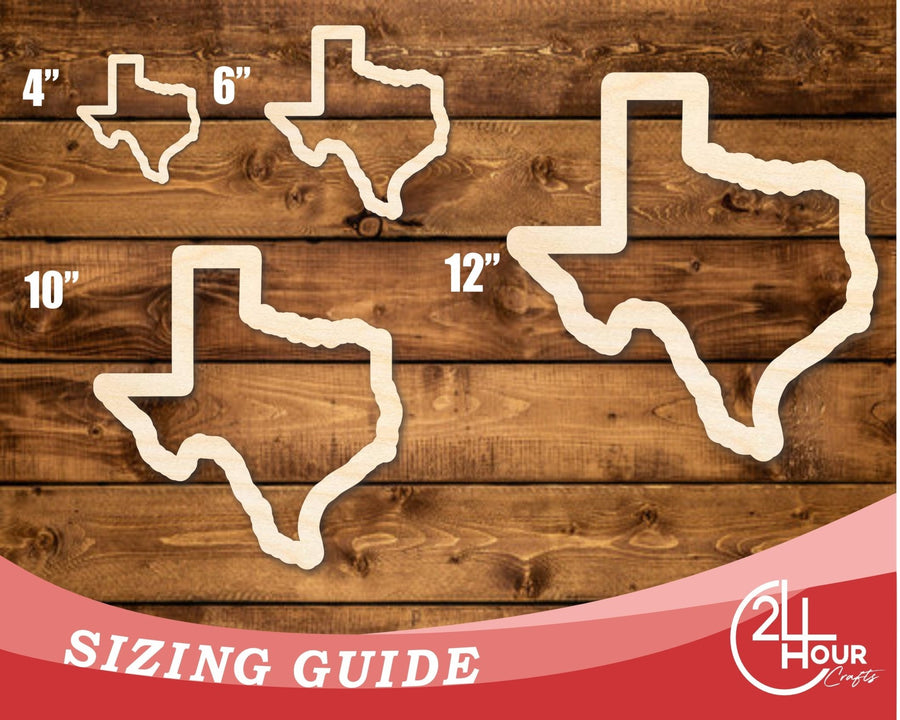 Unfinished Wood Texas Outline Shape | DIY Craft Cutout | up to 46" DIY - NameSigns.com
