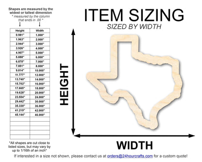 Unfinished Wood Texas Outline Shape | DIY Craft Cutout | up to 46" DIY - NameSigns.com