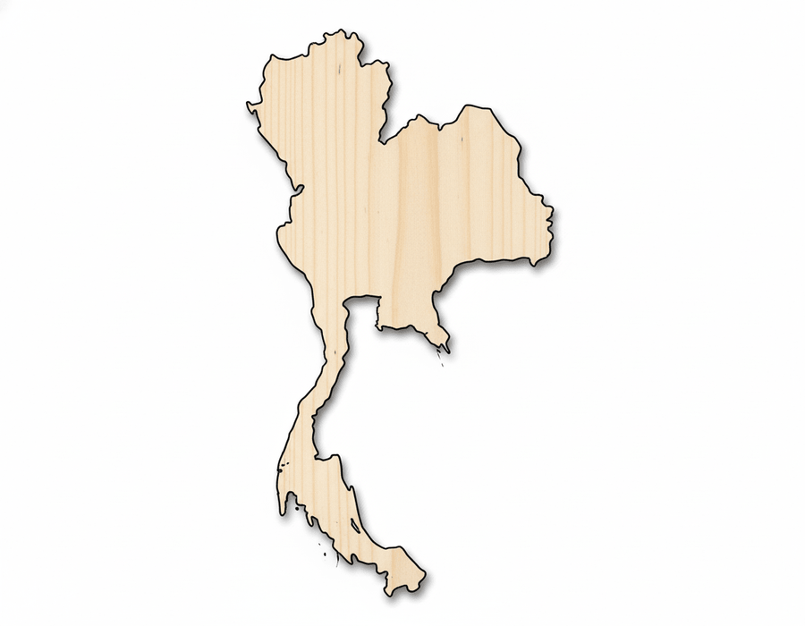 Unfinished Wood Thailand Country Shape - Southeast Asia Craft - up to 46" DIY - NameSigns.com