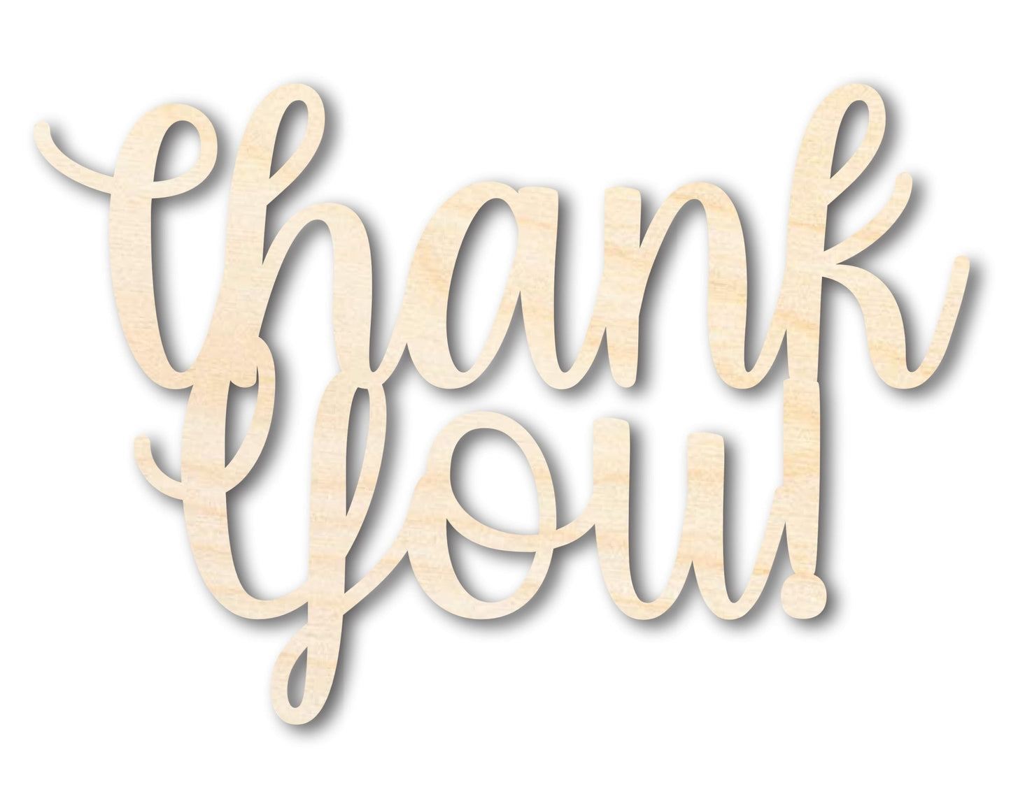 Unfinished Wood Thank You! Outline Shape | DIY Craft Cutout | up to 46" DIY - NameSigns.com
