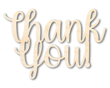 Unfinished Wood Thank You! Outline Shape | DIY Craft Cutout | up to 46" DIY - NameSigns.com