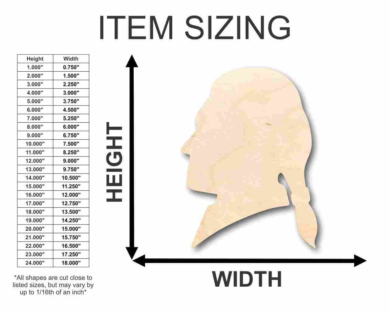 Unfinished Wood Thomas Jefferson Shape - History - America - Craft - up to 46" DIY - NameSigns.com
