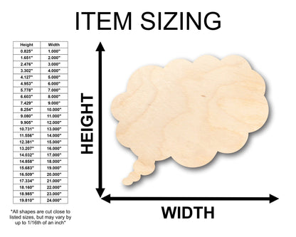 Unfinished Wood Thought Bubble Shape - Craft - up to 46" DIY - NameSigns.com