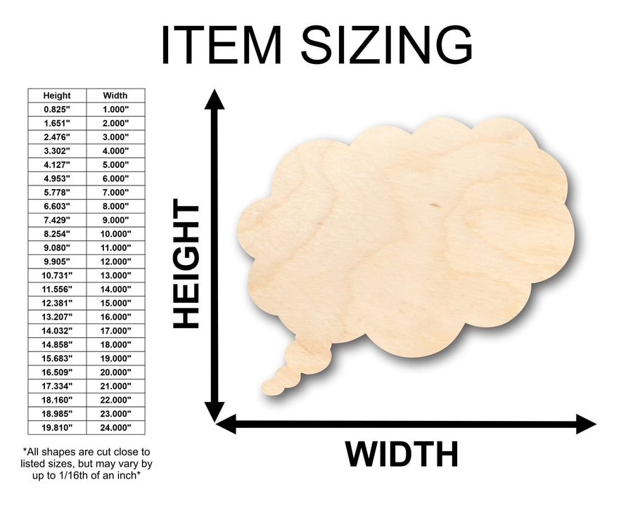 Unfinished Wood Thought Bubble Shape - Craft - up to 46" DIY - NameSigns.com