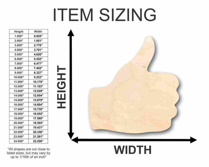 Unfinished Wood Thumbs Up Shape - Craft - up to 46" DIY - NameSigns.com