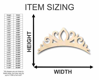 Unfinished Wood Tiara Crown Shape - Royalty - Craft - up to 46" DIY - NameSigns.com