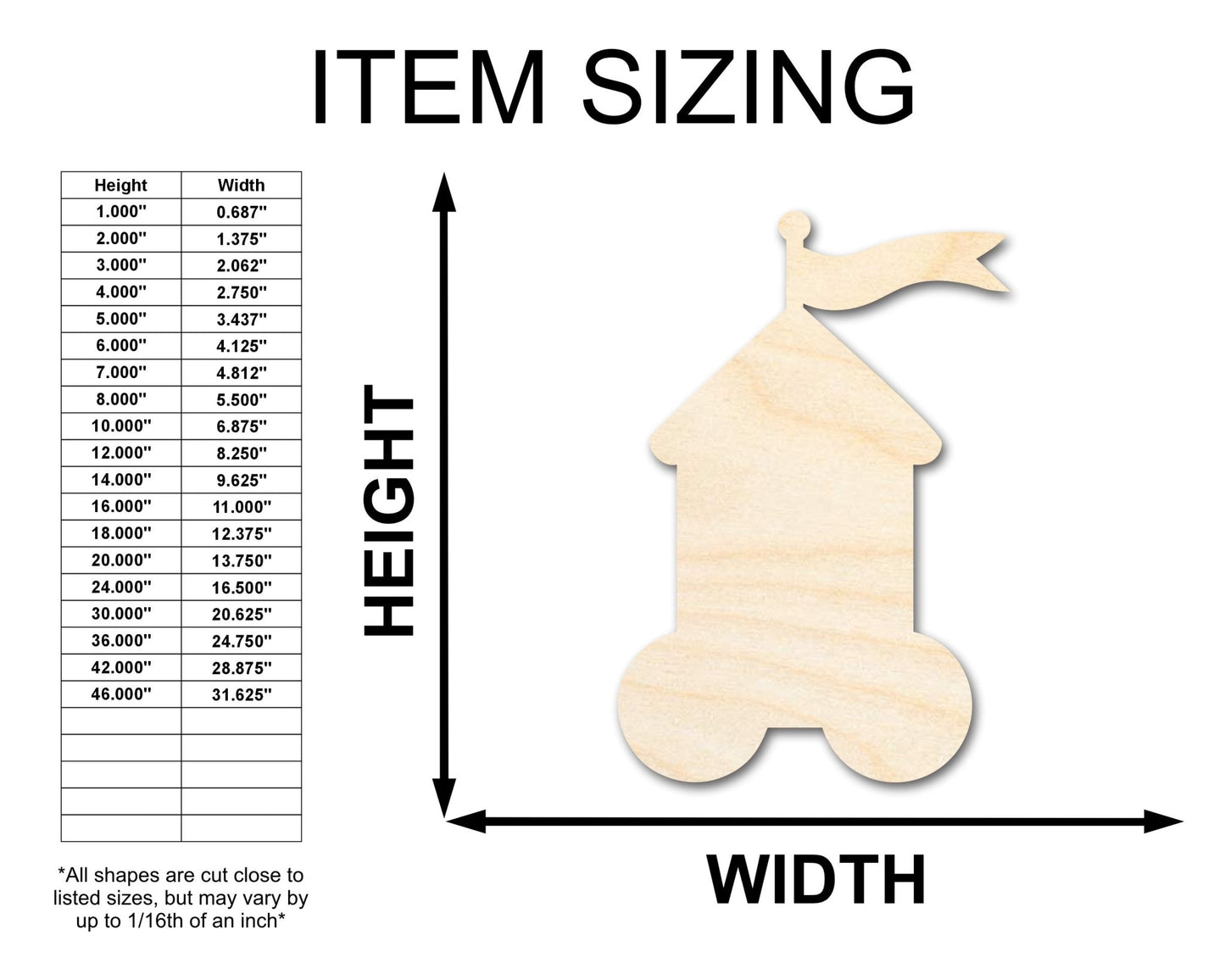 Unfinished Wood Ticket Booth Shape | Amusement Park | Circus | Craft Cutout | up to 46" DIY - NameSigns.com