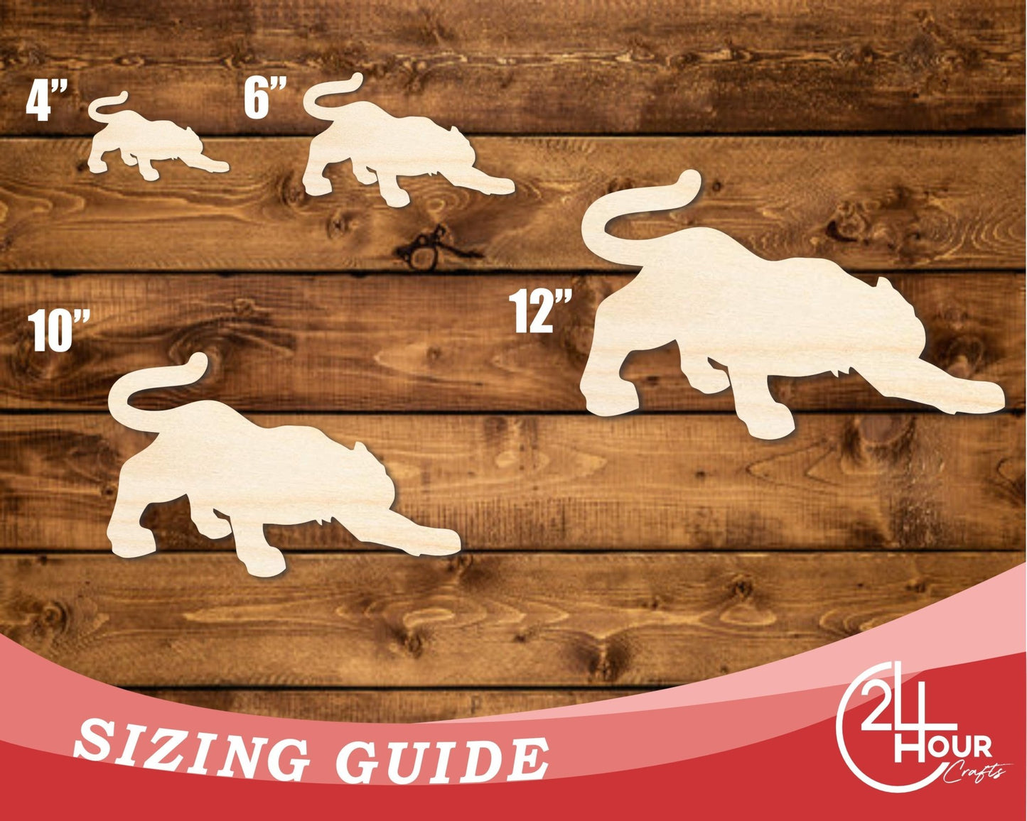 Unfinished Wood Tiger Mascot Shape | DIY Craft Cutout | up to 46" DIY - NameSigns.com