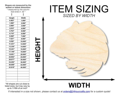 Unfinished Wood Tiger Mascot Shape | DIY Craft Cutout | up to 46" DIY - NameSigns.com