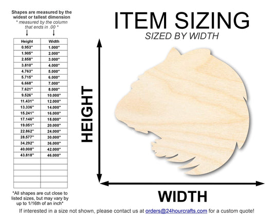 Unfinished Wood Tiger Mascot Shape | DIY Craft Cutout | up to 46" DIY - NameSigns.com