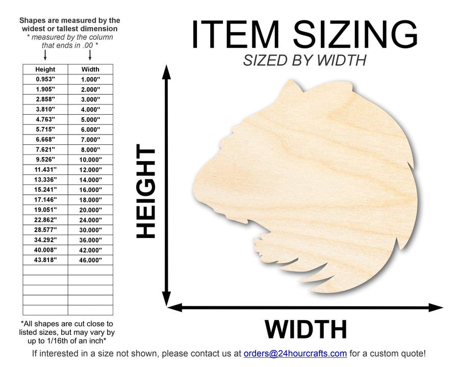 Unfinished Wood Tiger Mascot Shape | DIY Craft Cutout | up to 46" DIY - NameSigns.com