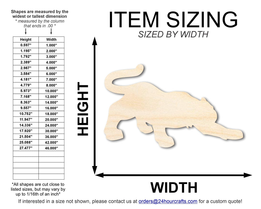 Unfinished Wood Tiger Mascot Shape | DIY Craft Cutout | up to 46" DIY - NameSigns.com