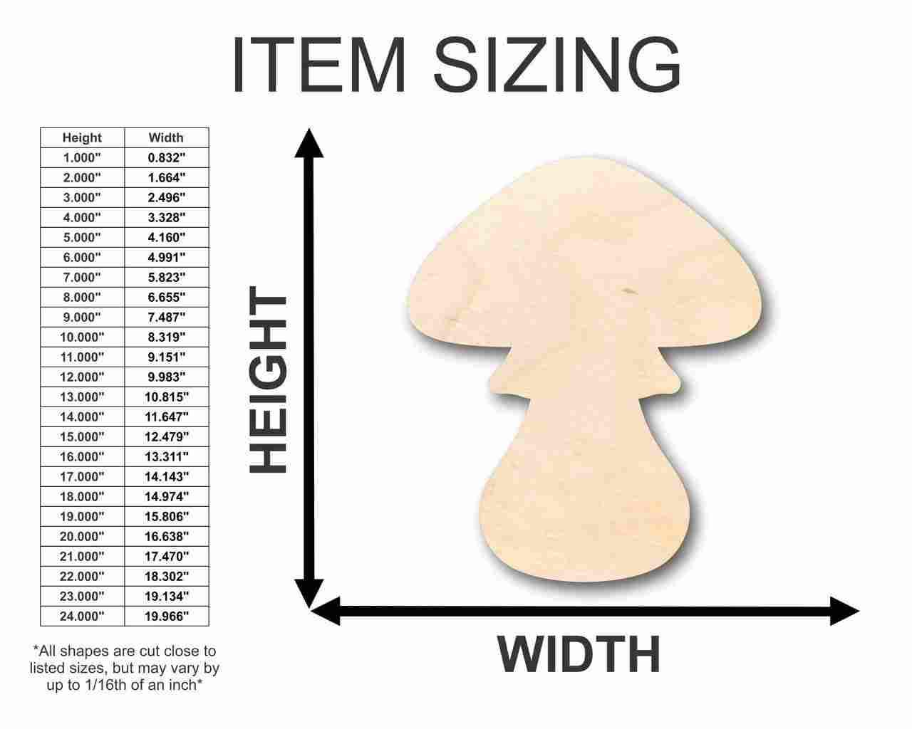 Unfinished Wood Toadstool Shape - Nature - Fairy Garden - Craft - up to 46" DIY - NameSigns.com
