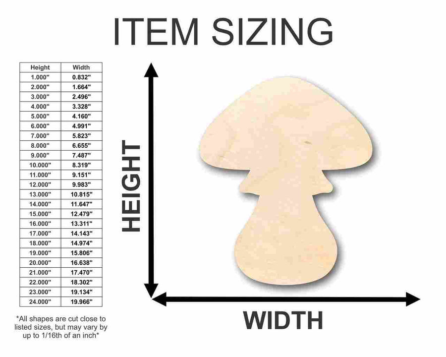 Unfinished Wood Toadstool Shape - Nature - Fairy Garden - Craft - up to 46" DIY - NameSigns.com