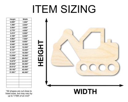 Unfinished Wood Toy Excavator Shape | Construction Vehicle Craft Cutout | up to 46" DIY - NameSigns.com