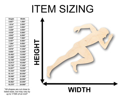Unfinished Wood Track Sprinter Shape - Craft - up to 46" DIY - NameSigns.com