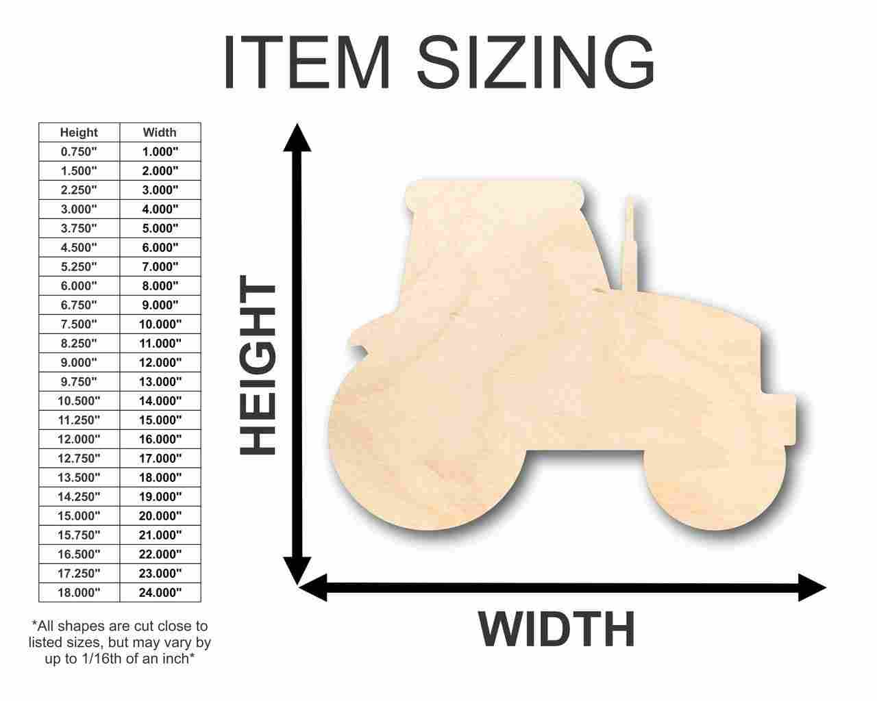 Unfinished Wood Tractor Shape - Farm - Craft - up to 46" DIY - NameSigns.com