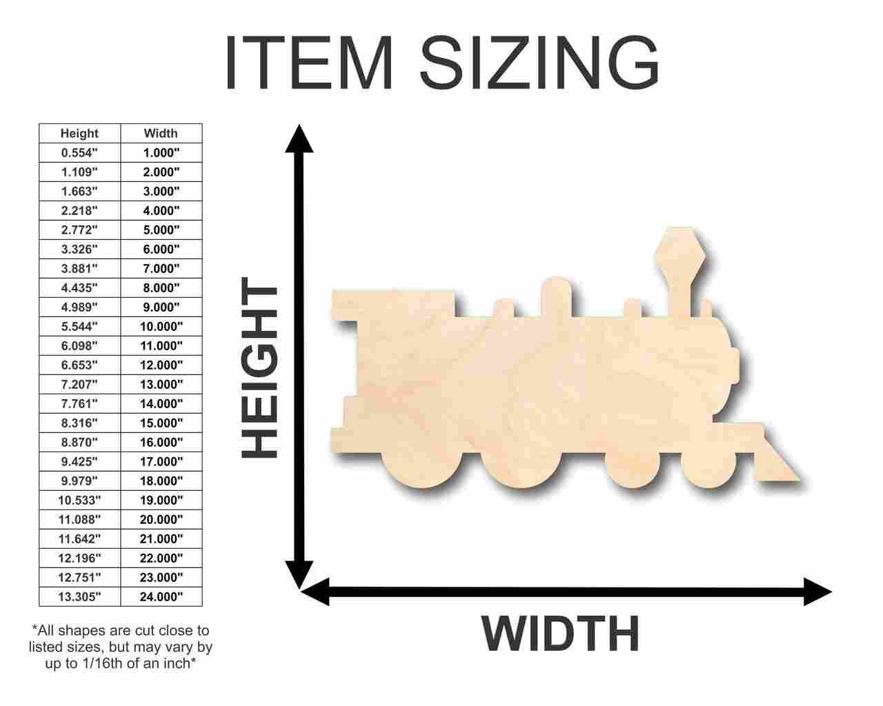 Unfinished Wood Train Shape - Craft - up to 46" DIY - NameSigns.com