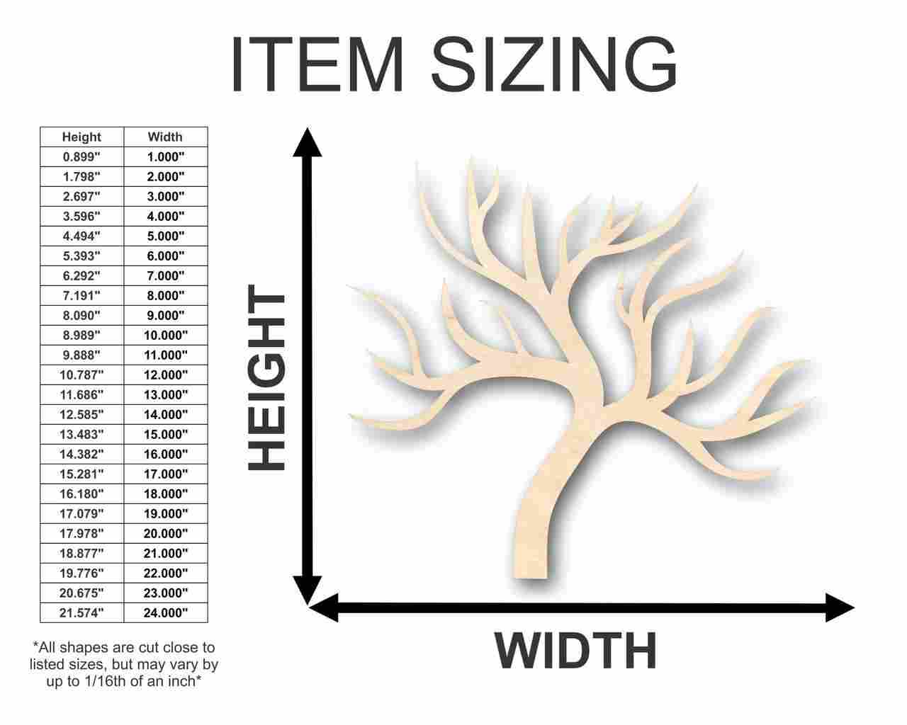 Unfinished Wood Tree No Leaves Shape - Fall - Winter - Craft - up to 46" DIY - NameSigns.com