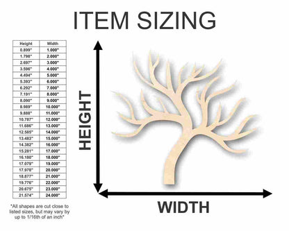 Unfinished Wood Tree No Leaves Shape - Fall - Winter - Craft - up to 46" DIY - NameSigns.com