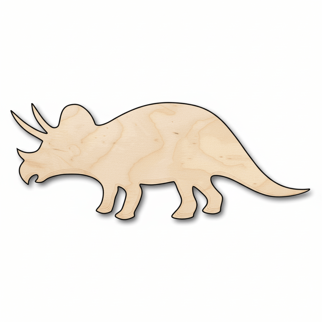 Unfinished Wood Triceratops - DIY Wood Dinosaur Craft | Baltic Birch Plywood Cutout - NameSigns.com