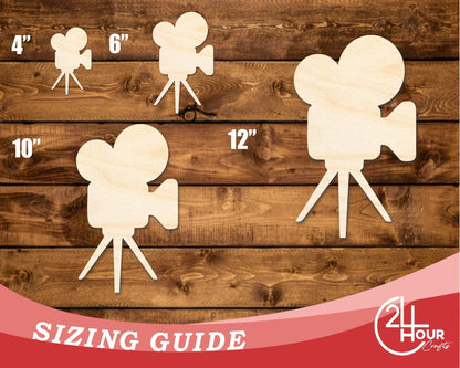 Unfinished Wood Tripod Film Camera Shape | DIY Craft Cutout | up to 46" DIY - NameSigns.com
